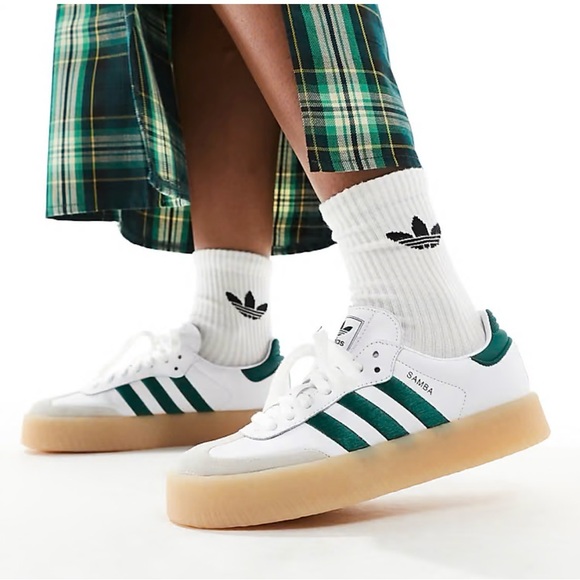 adidas Shoes - adidas Samba Platform Sneakers White Green Gum Sole